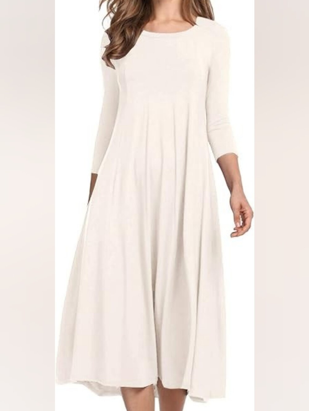 A-Line Flare Midi dress. White. Size M Pockets!